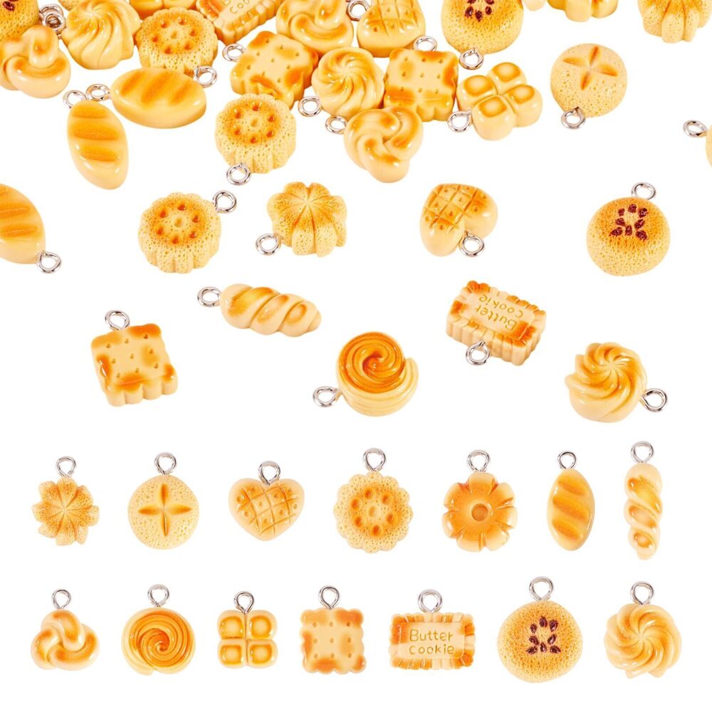 2434 42Pcs Bread Resin Charms Handmade Baking Bread Pendants Lovely